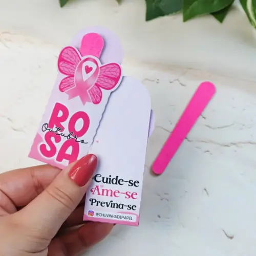 Card com Mini Lixa- Outubro Rosa