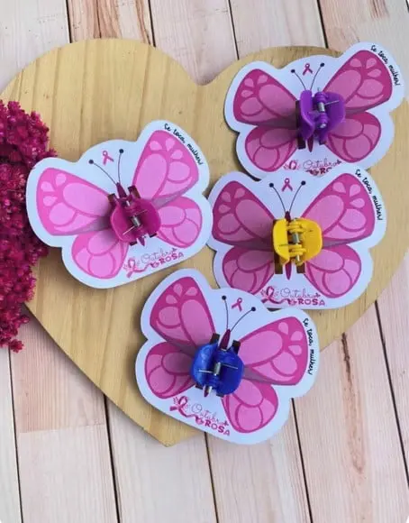 Card com Mini Piranha de Cabelo- Outubro Rosa