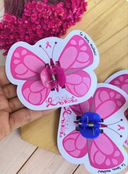 Card com Mini Piranha de Cabelo- Outubro Rosa