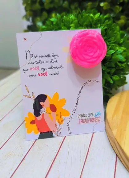 Card com Mini Sabonete- Dia da Mulher