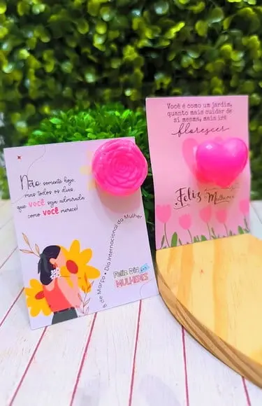 Card com Mini Sabonete- Dia da Mulher