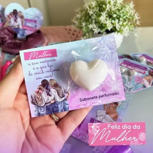Card com Mini Sabonete- Dia da Mulher