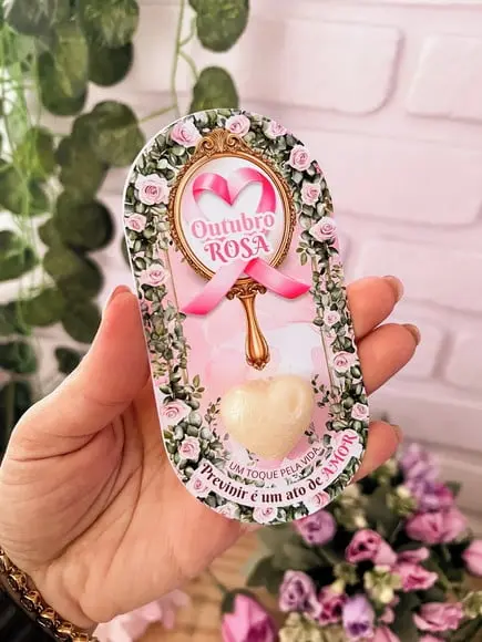 Card com Mini Sabonete- Outubro Rosa
