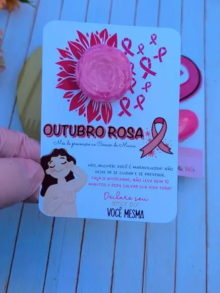 Card com Mini Sabonete- Outubro Rosa