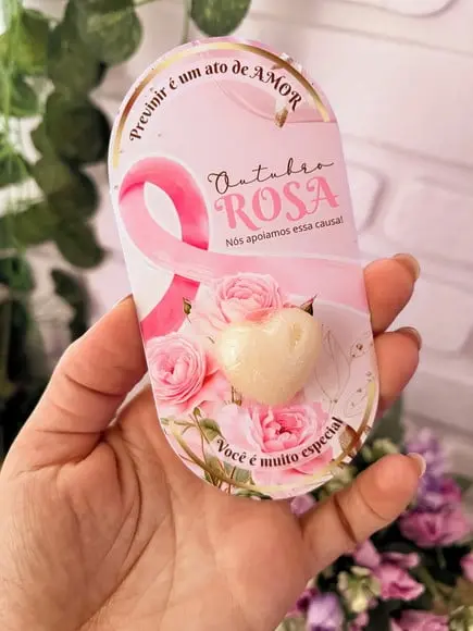 Card com Mini Sabonete- Outubro Rosa