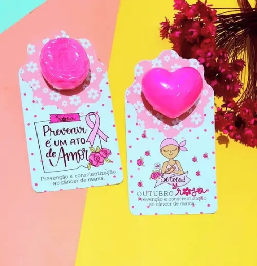 Card com Mini Sabonete- Outubro Rosa