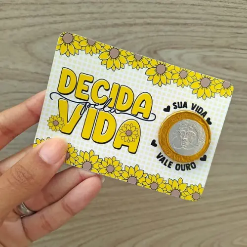 Card com Moeda de Chocolate- Setembro Amarelo