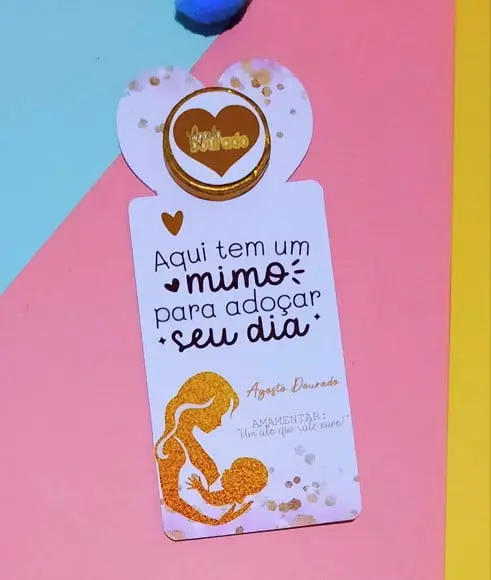 Card com Moedinha de Chocolate ao Leite- Agosto Dourado