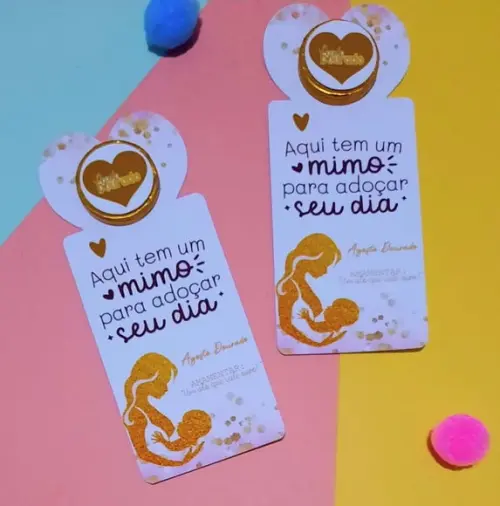 Card com Moedinha de Chocolate ao Leite- Agosto Dourado