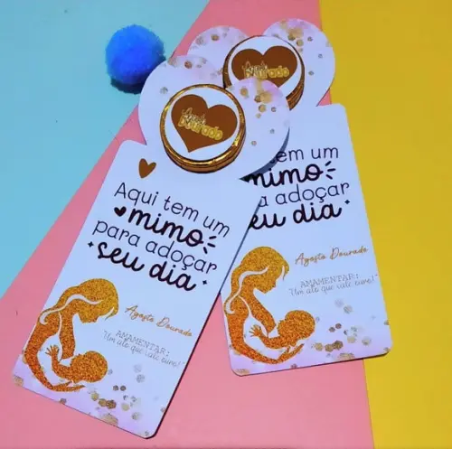 Card com Moedinha de Chocolate ao Leite- Agosto Dourado