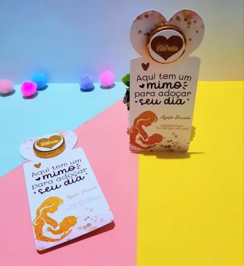Card com Moedinha de Chocolate ao Leite- Agosto Dourado