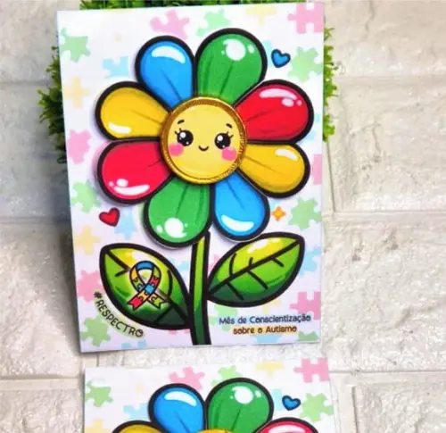 Card com Moedinha de Chocolate ao Leite- Autismo- Abril Azul
