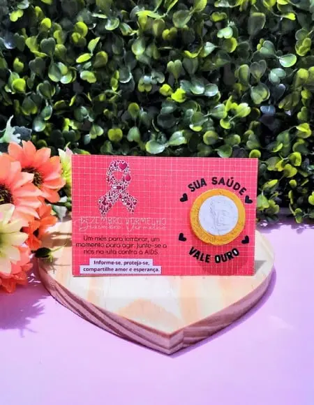 Card com Moedinha de Chocolate ao Leite- Dezembro Vermelho