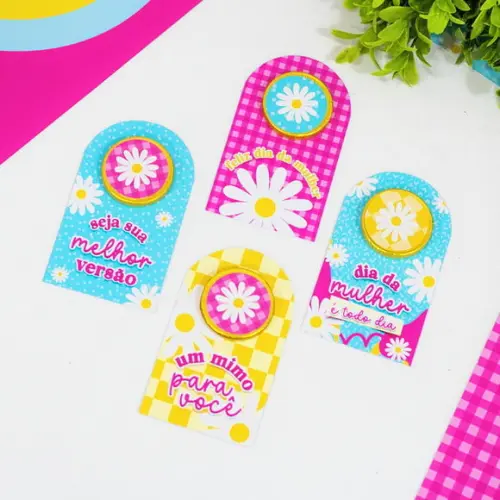 Card com Moedinha de Chocolate ao Leite- Dia da Mulher