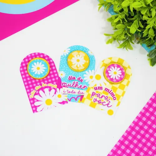 Card com Moedinha de Chocolate ao Leite- Dia da Mulher