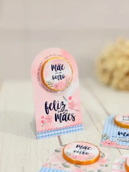 Card com Moedinha de Chocolate ao Leite- Dia das Mães