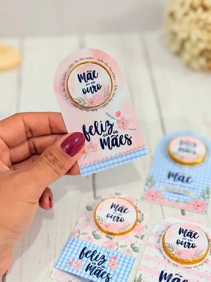 Card com Moedinha de Chocolate ao Leite- Dia das Mães