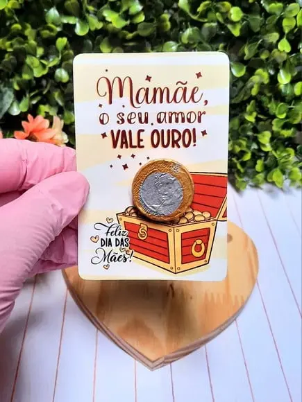 Card com Moedinha de Chocolate ao Leite- Dia das Mães