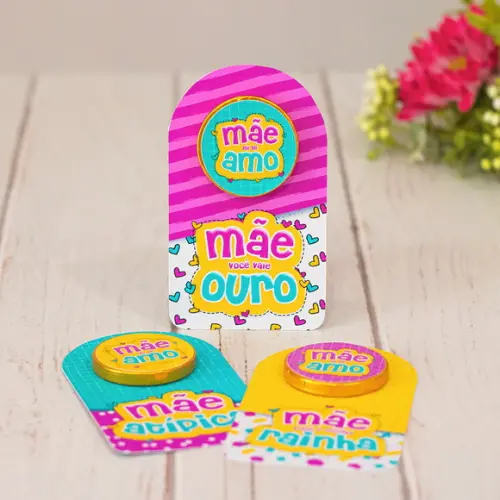 Card com Moedinha de Chocolate ao Leite- Dia das Mães