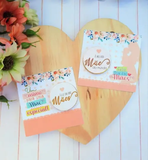 Card com Moedinha de Chocolate ao Leite- Dia das Mães