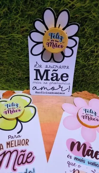 Card com Moedinha de Chocolate ao Leite- Dia das Mães