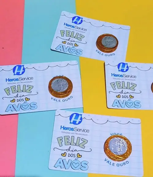 Card com Moedinha de Chocolate ao Leite- Dia dos Avós