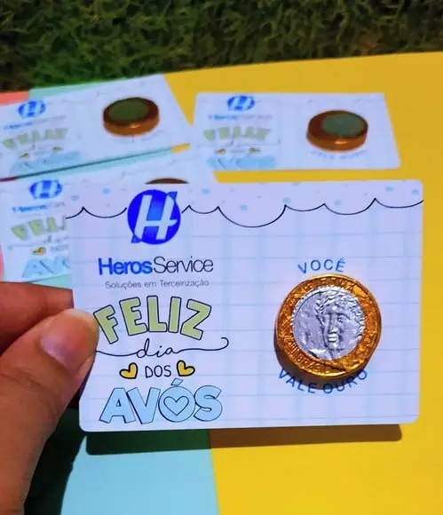 Card com Moedinha de Chocolate ao Leite- Dia dos Avós