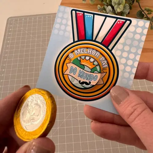 Card com Moedinha de Chocolate ao Leite- Dia dos Pais