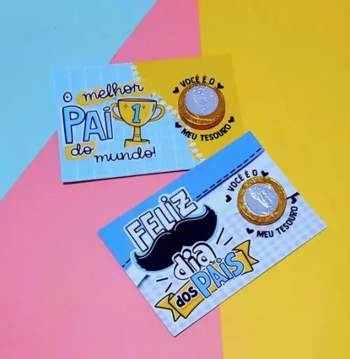 Card com Moedinha de Chocolate ao Leite- Dia dos Pais