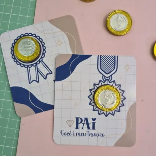 Card com Moedinha de Chocolate ao Leite- Dia dos Pais
