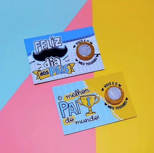 Card com Moedinha de Chocolate ao Leite- Dia dos Pais