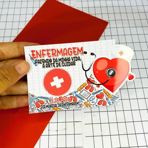Card com Moedinha de Chocolate ao Leite- Enfermagem