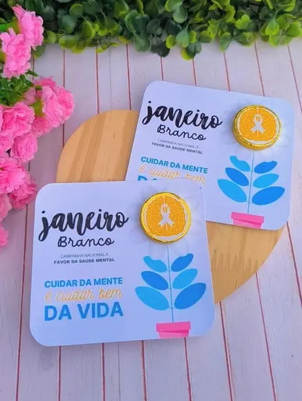 Card com Moedinha de Chocolate ao Leite- Janeiro Branco
