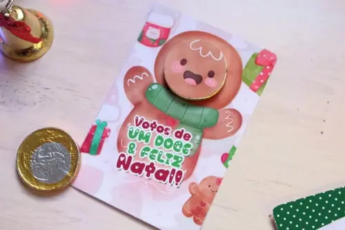 Card com Moedinha de Chocolate ao Leite- Natal