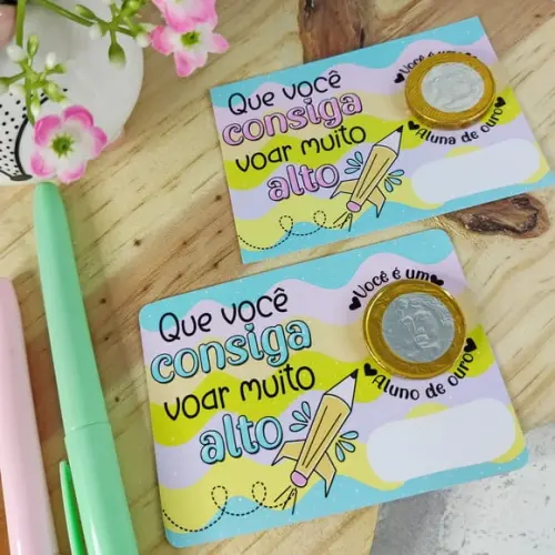 Card com Moedinha de Chocolate ao Leite- Mimo Escolar