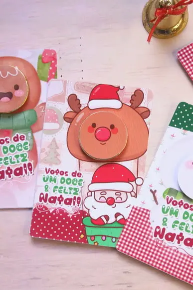 Card com Moedinha de Chocolate ao Leite- Natal