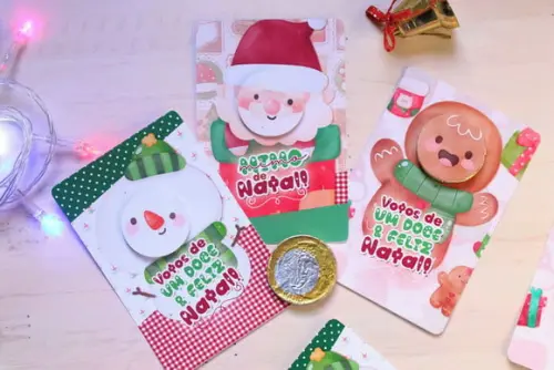 Card com Moedinha de Chocolate ao Leite- Natal