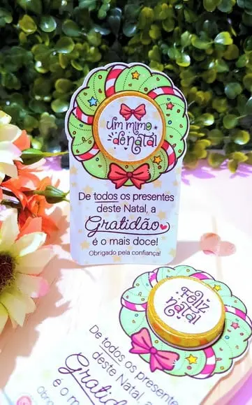 Card com Moedinha de Chocolate ao Leite- Natal