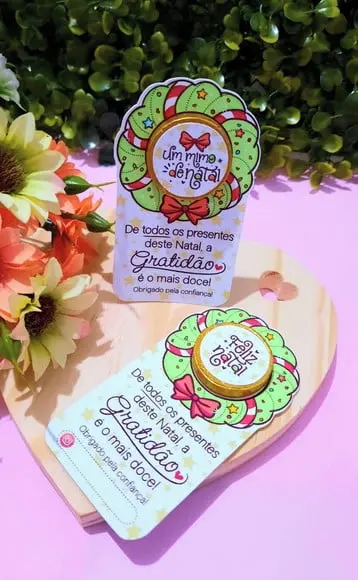 Card com Moedinha de Chocolate ao Leite- Natal
