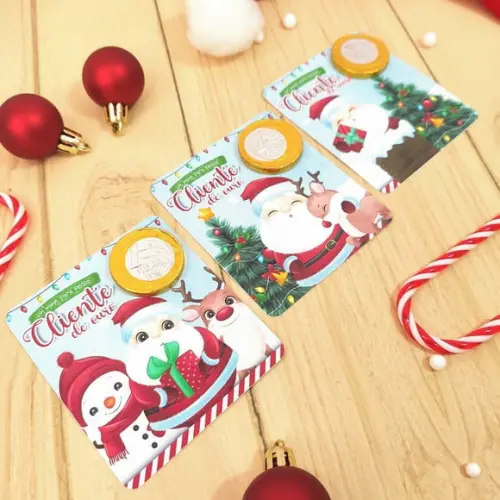 Card com Moedinha de Chocolate ao Leite- Natal