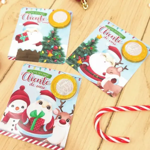 Card com Moedinha de Chocolate ao Leite- Natal