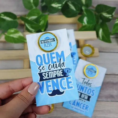 Card com Moedinha de Chocolate ao Leite- Novembro Azul