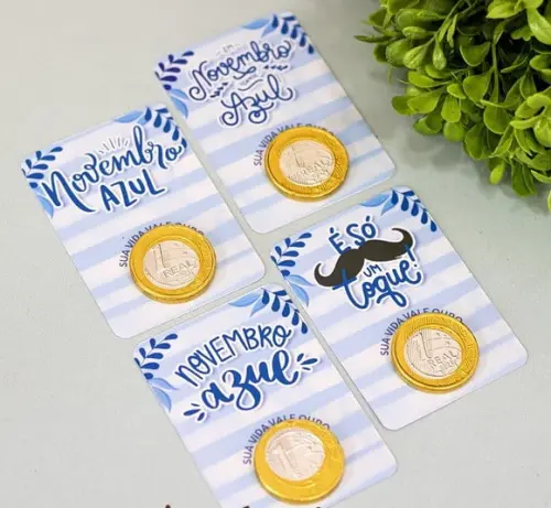 Card com Moedinha de Chocolate ao Leite- Novembro Azul