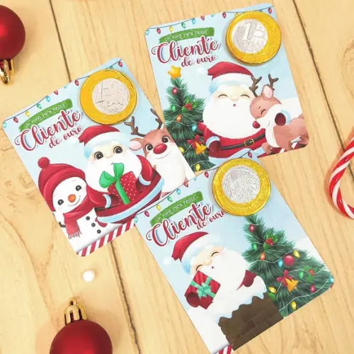 Card com Moedinha de Chocolate ao Leite- Natal