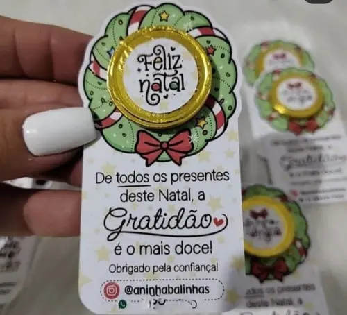 Card com Moedinha de Chocolate ao Leite- Natal