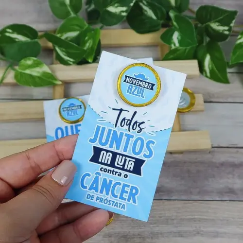Card com Moedinha de Chocolate ao Leite- Novembro Azul