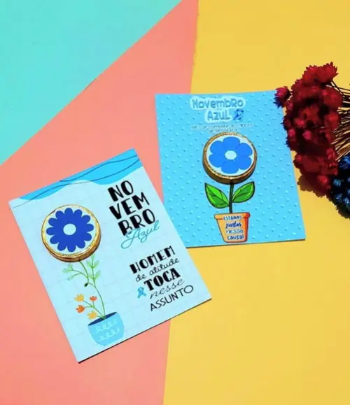Card com Moedinha de Chocolate ao Leite- Novembro Azul