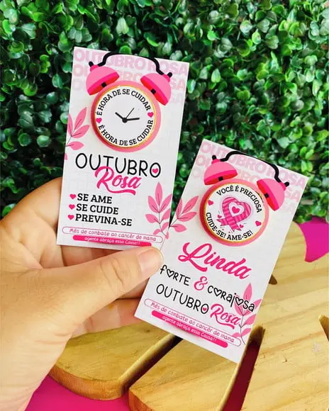 Card com Moedinha de Chocolate ao Leite- Outubro Rosa