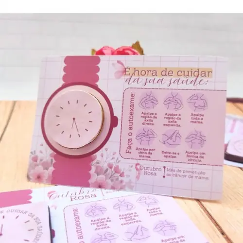 Card com Moedinha de Chocolate ao Leite- Outubro Rosa