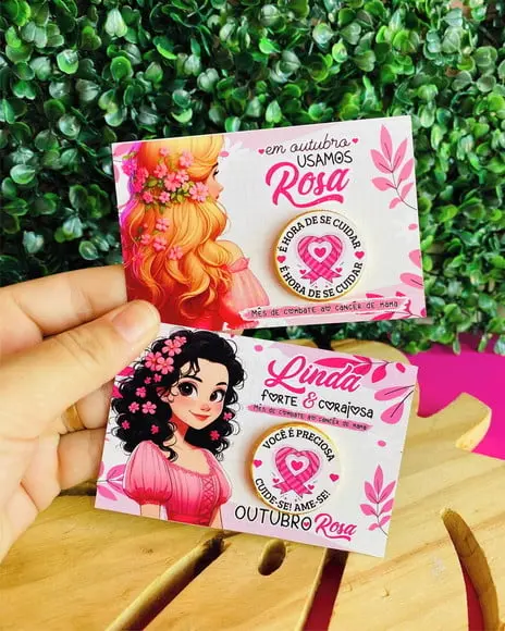 Card com Moedinha de Chocolate ao Leite- Outubro Rosa